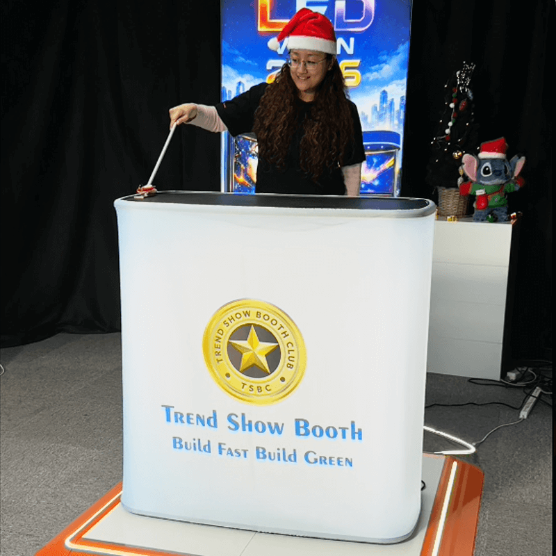 Electric Automatic Lifting Portable Backlit Trade Show Counter