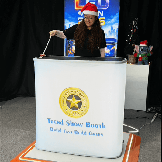 Electric Automatic Lifting Portable Backlit Trade Show Counter