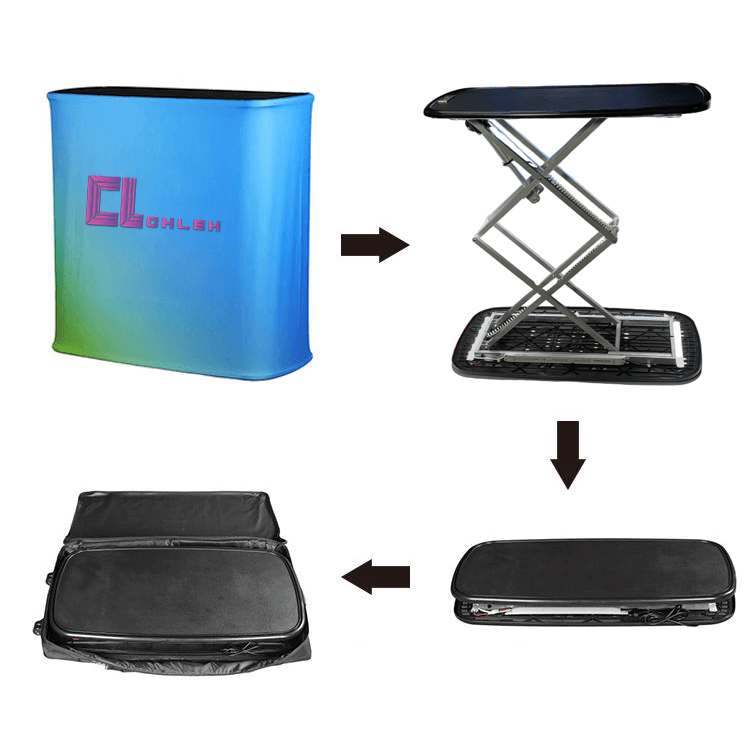 Electric Automatic Lifting Portable Backlit Trade Show Counter
