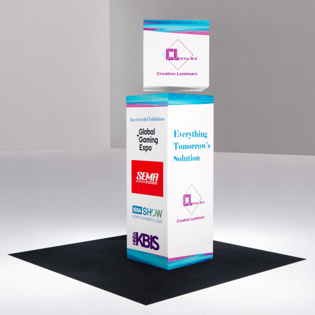 Rotating backlit display tower stand with modern design, ideal for ...