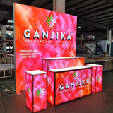 Creative Luminars Aluminum Modular Inline Type Backlit With Table Showcase for Premiere Shows Exhibition Booth Design