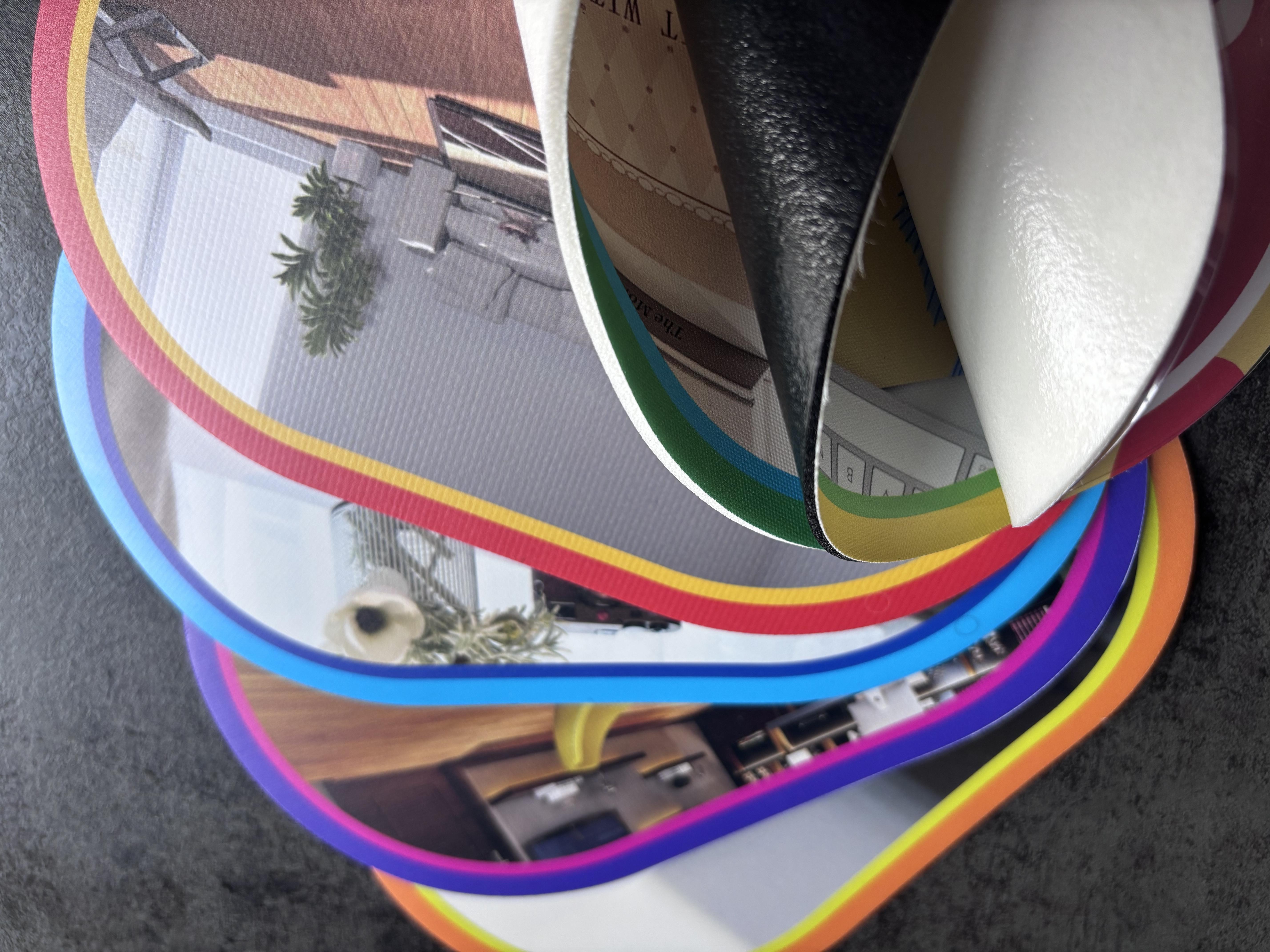 Samples of No Glue PVC Flooring with Different Graphics