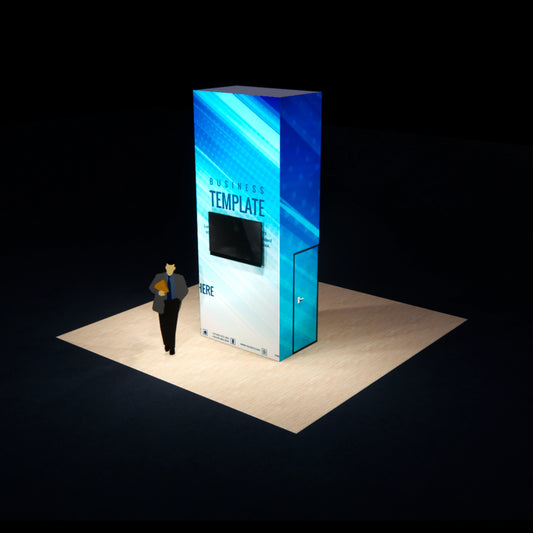 TT5 Backlit Trade Show Display Tower Storage 6.6′ W x 3.9′ D x 15.7′ H