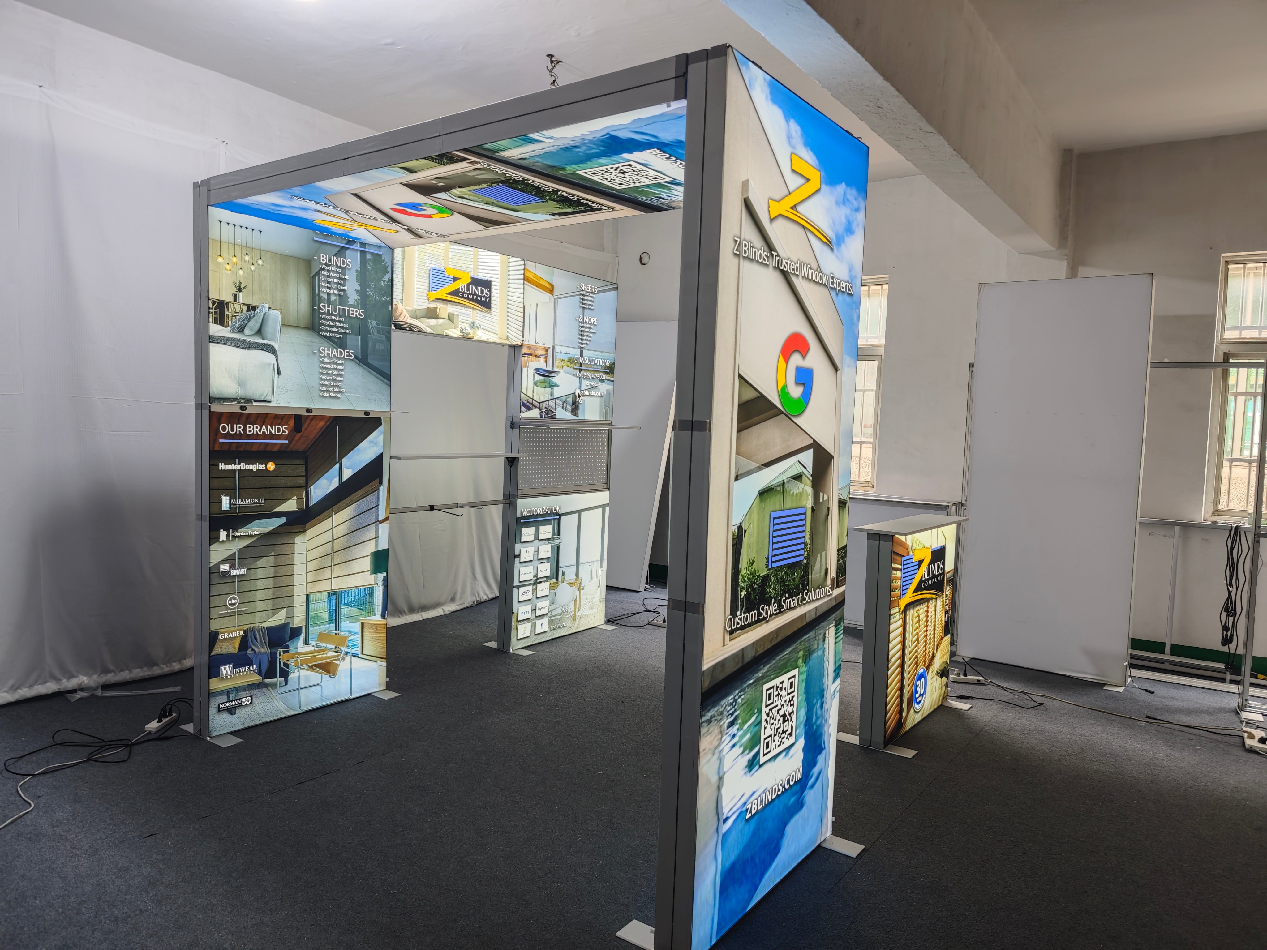 10×10 Portable Backlit Booth with Arch, Shelves & Hooks