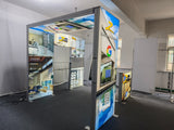 10×10 Portable Backlit Booth with Arch, Shelves & Hooks