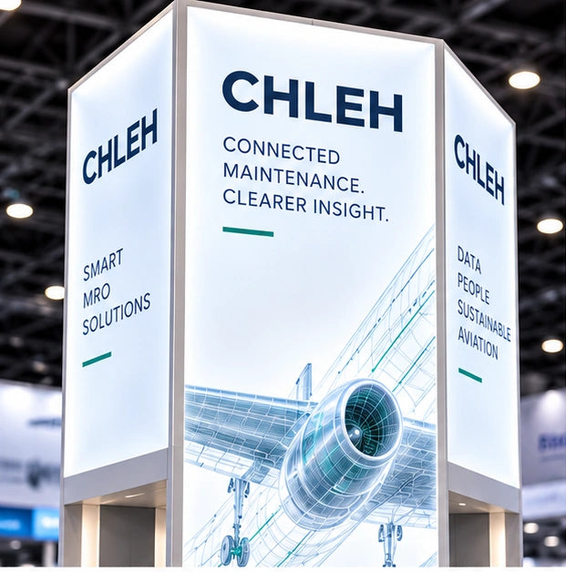 Tall backlit aviation brand tower with illuminated aircraft graphics and branding on multiple faces