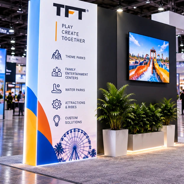 amusement booth service pillar and video display