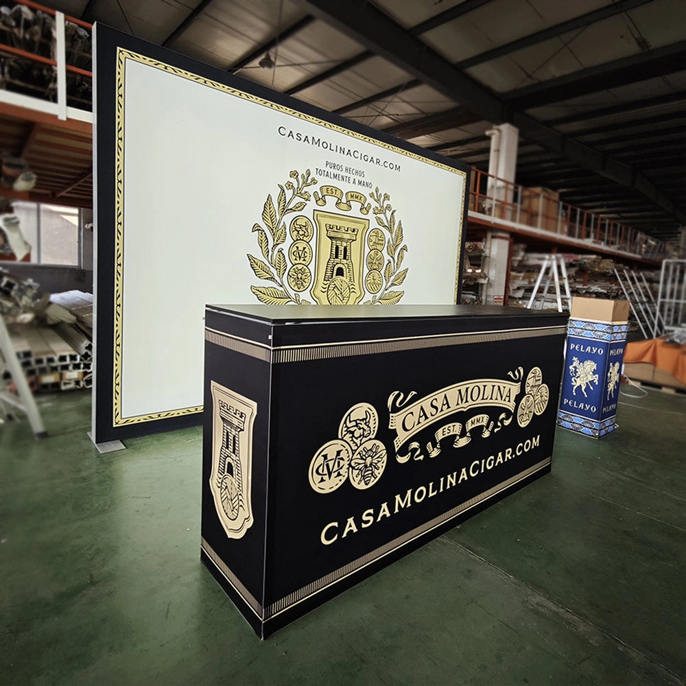 Custom SEG Graphic Non-backlit Hanging Sign For Cigar Show Booth Banner