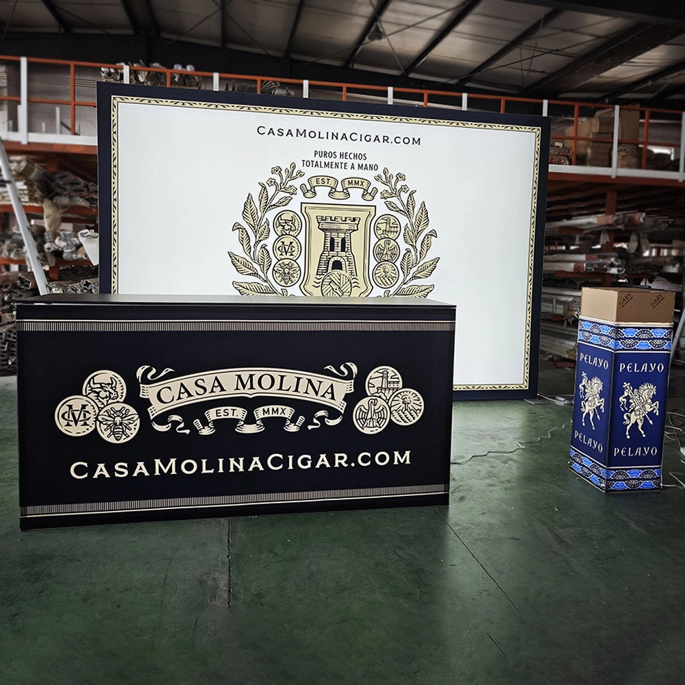 Custom SEG Graphic Non-backlit Hanging Sign For Cigar Show Booth Banner