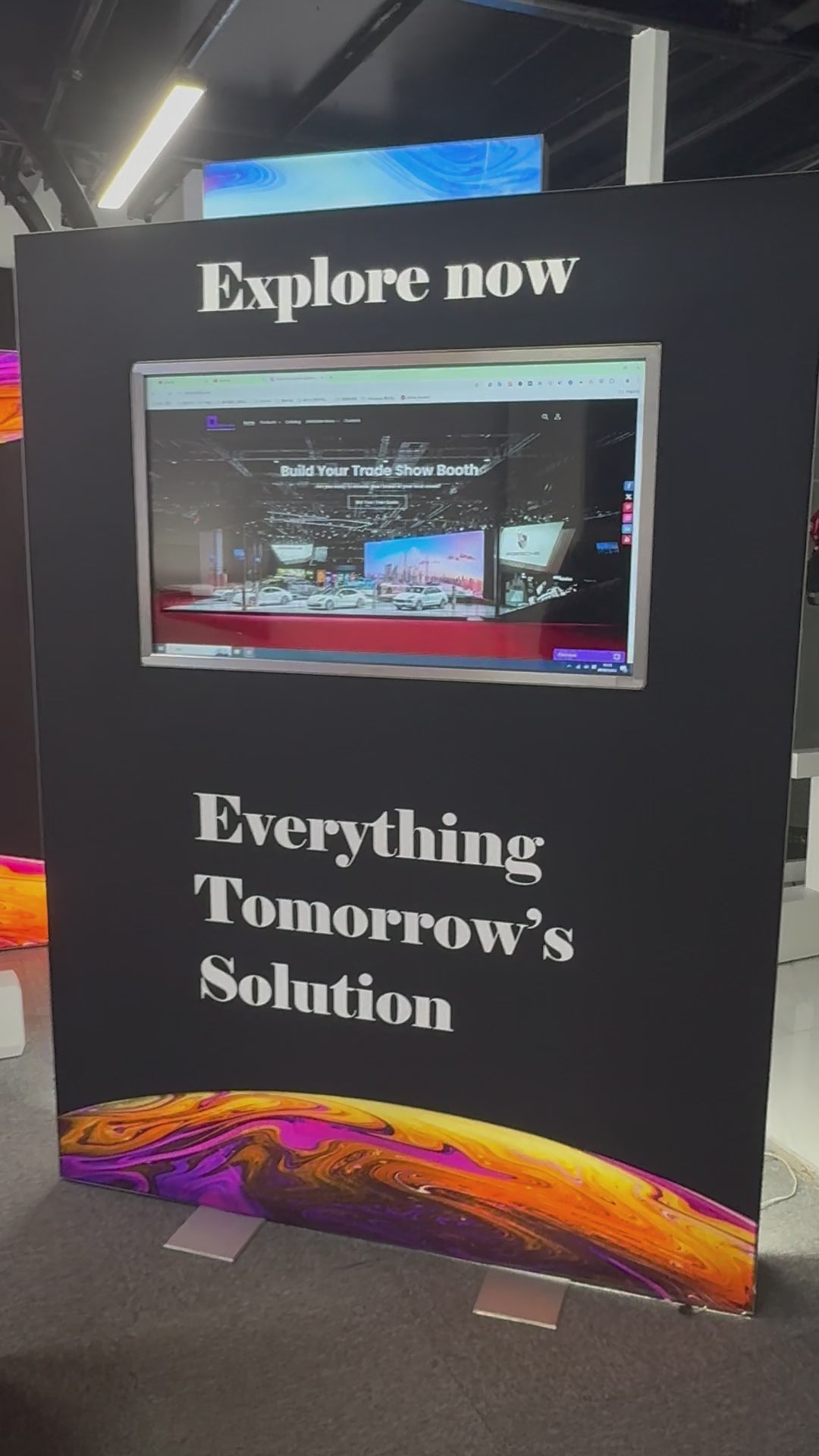 Trade Show Booth Display with Touchscreen Monitor, Internet Connectivity, Monitor Stand, and TV for Interactive and Multimedia Presentations