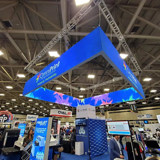 30'*30' Formulate Sky Cube Illuminated Hanging Sign Backlit Display for Brand Trade Shows
