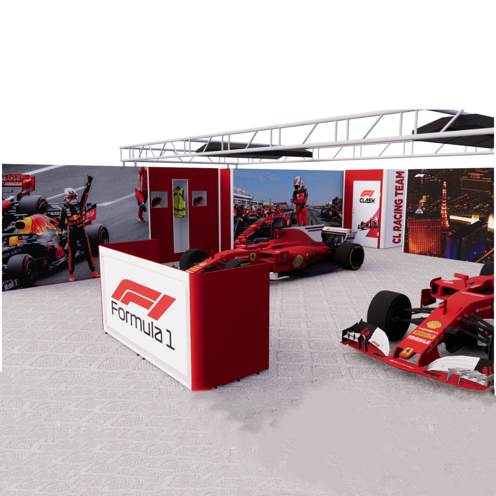 50x50 Auto Themed Trade Show Booth with Real Car Displays