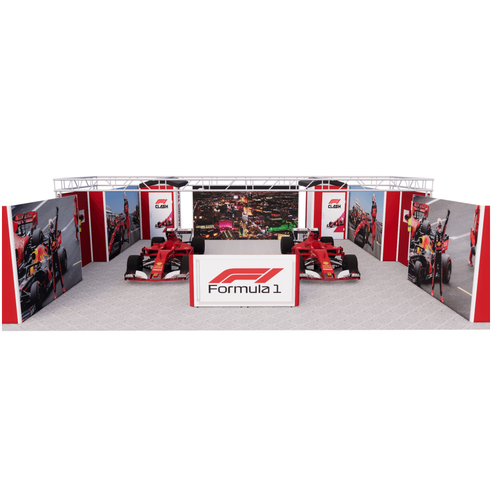 50x50 Auto Themed Trade Show Booth with Real Car Displays