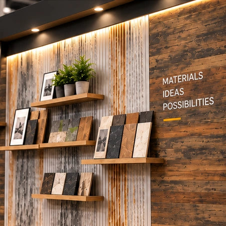 High-end 20x20 Trade Show Booth Display Design with Refined Wooden Finishes