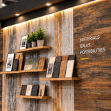 High-end 20x20 Trade Show Booth Display Design with Refined Wooden Finishes
